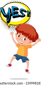 Junge mit Wort "Ja"-Illustration