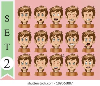 Boy Expressions. Funny cartoon and vector character.
