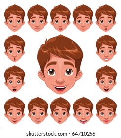 Boy Expressions with lip sync. Funny cartoon and vector character.