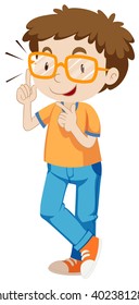 Boy with eyeglasses with orange frame illustration
