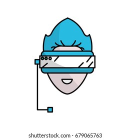 boy face with 3d glasses to dimension experience