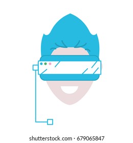 boy face with 3d glasses to dimension experience
