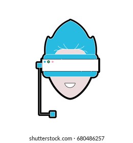 boy face with 3d glasses to dimension experience