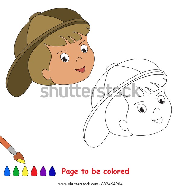 Boy Face Cap Be Colored Coloring Stock Vector Royalty Free