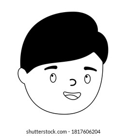 carácter de cara de niño diseño aislado fondo blanco estilo de línea de ilustración de vector