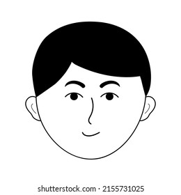 Boy face in doodle style. Avatar of young man. Vector illustration.