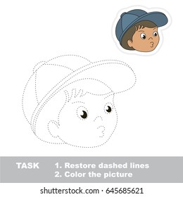 Boy Face. Dot to dot educational game for kids.