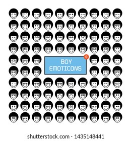 boy face emoticon icons set