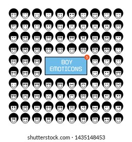 boy face emoticon icons set