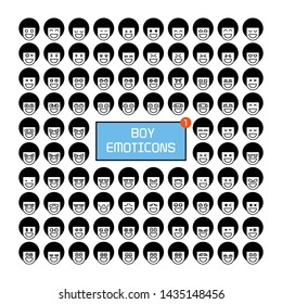 boy face emoticon icons set