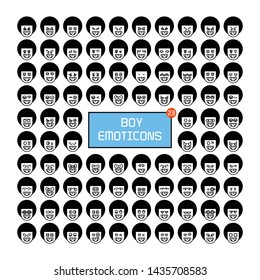 boy face emoticon icons set