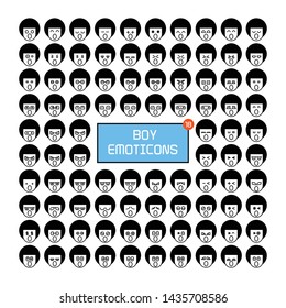 boy face emoticon icons set