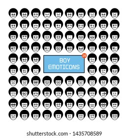 boy face emoticon icons set