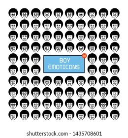 boy face emoticon icons set