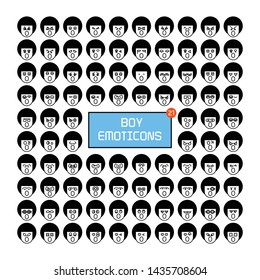 boy face emoticon icons set