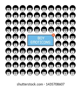 boy face emoticon icons set