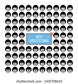 boy face emoticon icons set