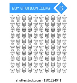 boy face emoticons icons line set