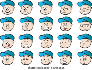 boy face emotions set