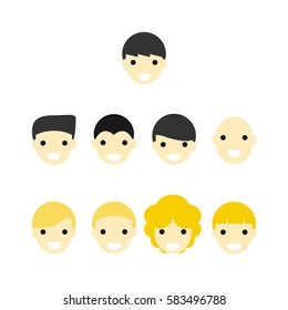 Boy face in flat design vector illustration