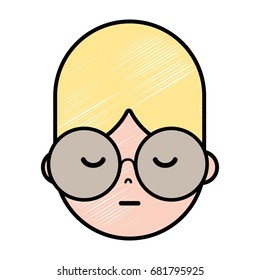 boy face with glasses and hairstyle design