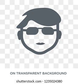 Boy face with glasses icon. Trendy flat vector Boy face with glasses icon on transparent background from People collection. 