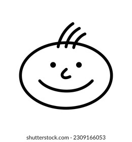 Boy face, head. Kid avatar. Doodle style. Hand drawn character. Human head illustration. Vector hand drawn illustration.