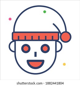 boy face icon, modern style Christmas and New Year line icon, Isolated winter holiday symbols