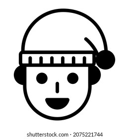 boy face icon, modern style Christmas and New Year line icon, Isolated winter holiday symbols