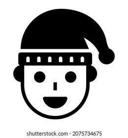 boy face icon, modern style Christmas and New Year line icon, Isolated winter holiday symbols