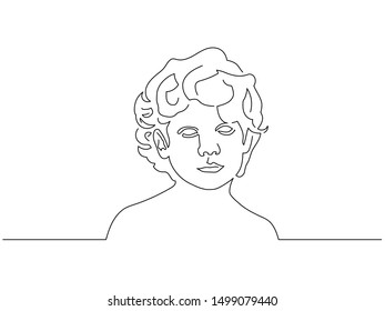 Boy face isolated line drawing, vector illustration design. People collection.