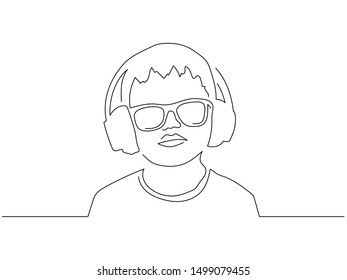 Boy face isolated line drawing, vector illustration design. People collection.