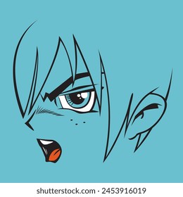 Boy face manga style vector