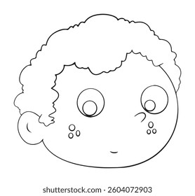 Boy face sad outline white on background