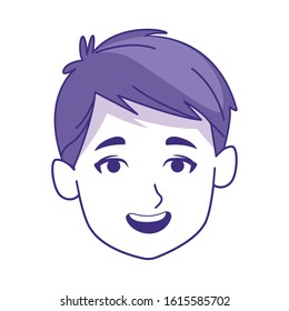 boy face smiling icon over white background, vector illustration
