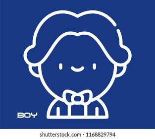 BOY FACE SYMBOL VECTOR ICON