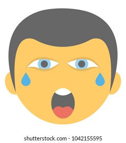 Boy face with tears describes crying expressions 
