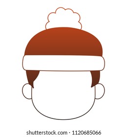 boy faceless with beanie hat in  red  and white