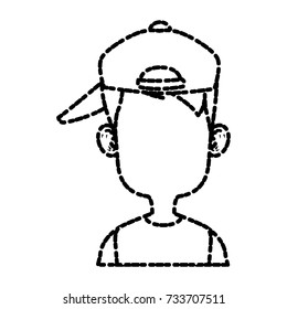 Boy faceless with hat cartoon