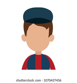 Boy faceless profile cartoon