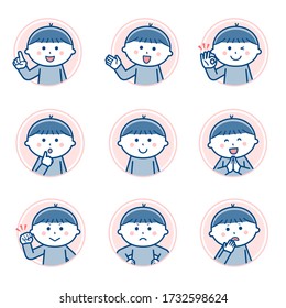 Boy Facial expression Circle icon Variation 1