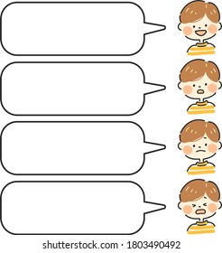 Boy facial expression speech bubble set 2