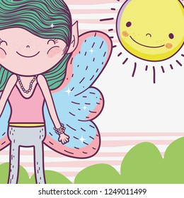 boy fairy fantastic creature with happy sun