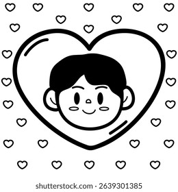 BOY FALL IN LOVE DOODLE OUTLINE