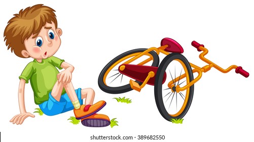 Boy fallen off the bicycle illustration