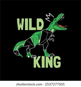 boy fashion print design as vector with wild dinosaur drawing
