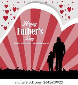 boy and father with love background, happy international father's day concept, can be used for card, poster, website, flyer. abstract vector illustration design