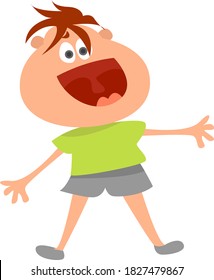 Boy in fear, illustration, vector on white background