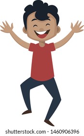 Boy is feeling happy, illustration, vector on white background.