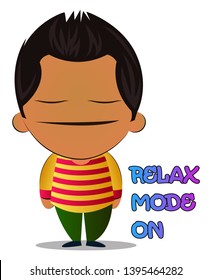El chico se siente relajado, ilustración, vector sobre fondo blanco.